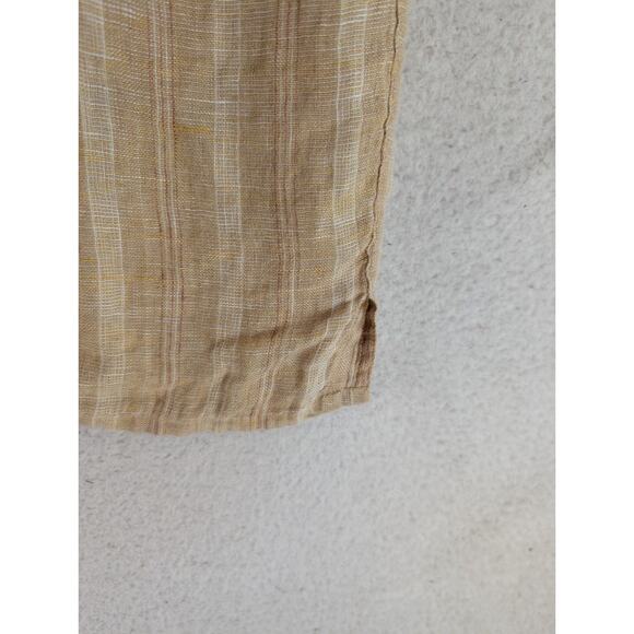 Bruno Shirt Mens XL Washable Linen Yellow Button Up Short Sleeve Pocket - Picture 12 of 16